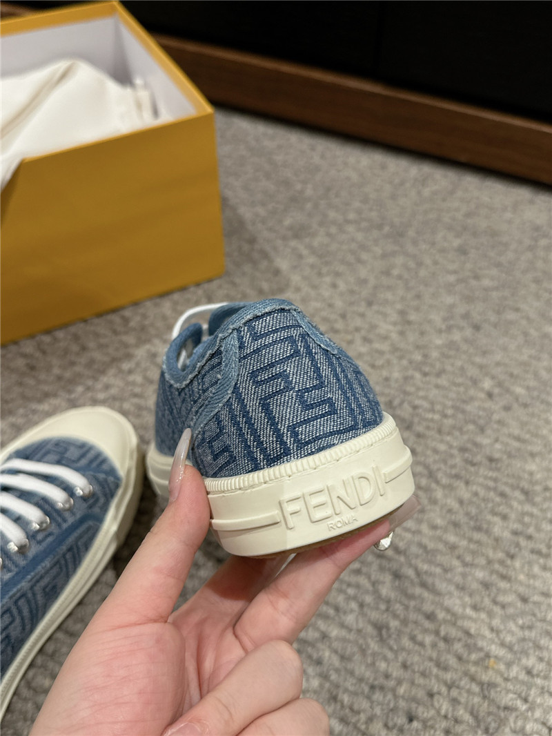 F**di ff light blue canvas sneakers