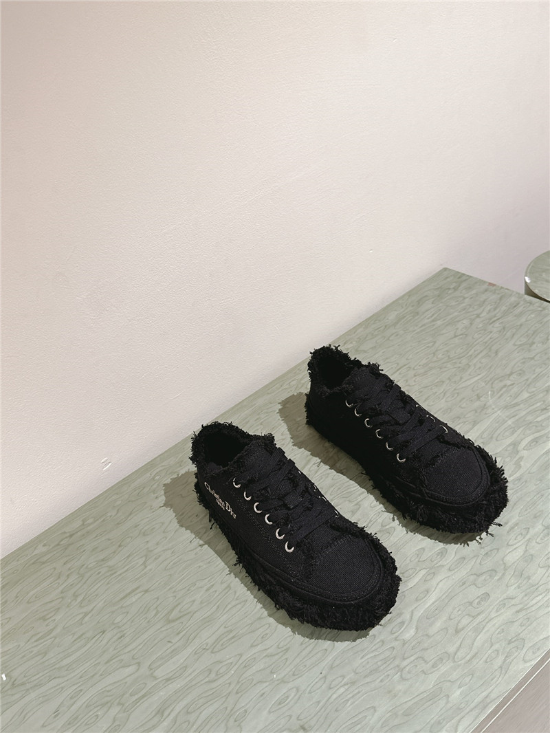 Dior FF Black Lace-Up Canvas Sneakers