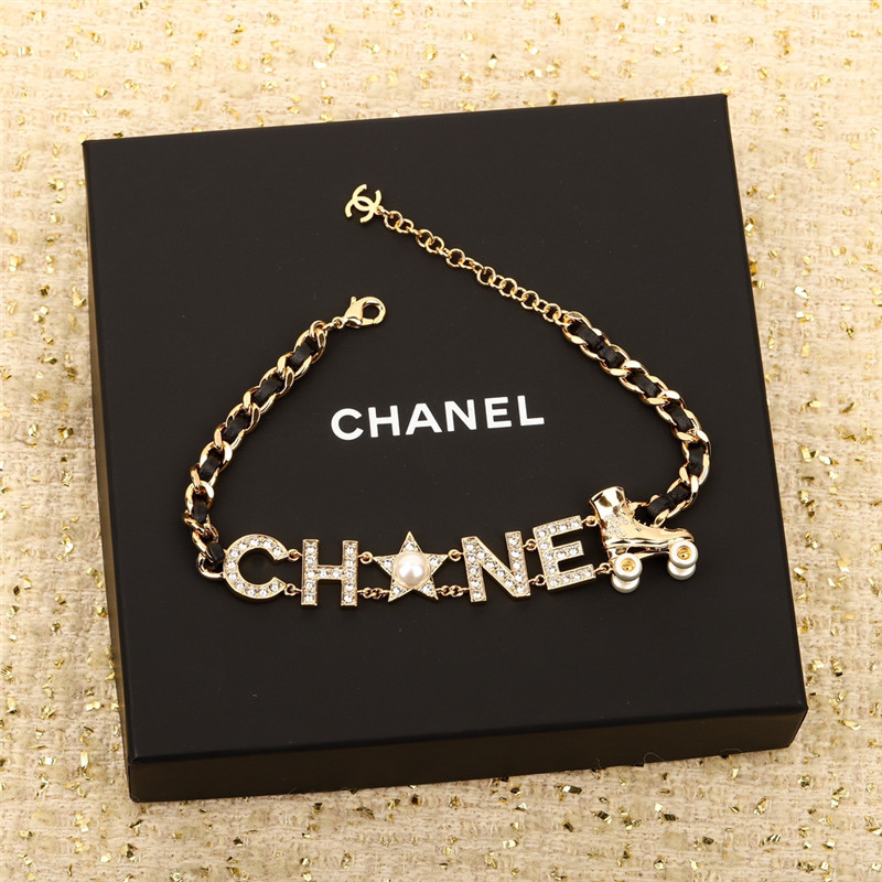 Chanel lettered leather skates necklace