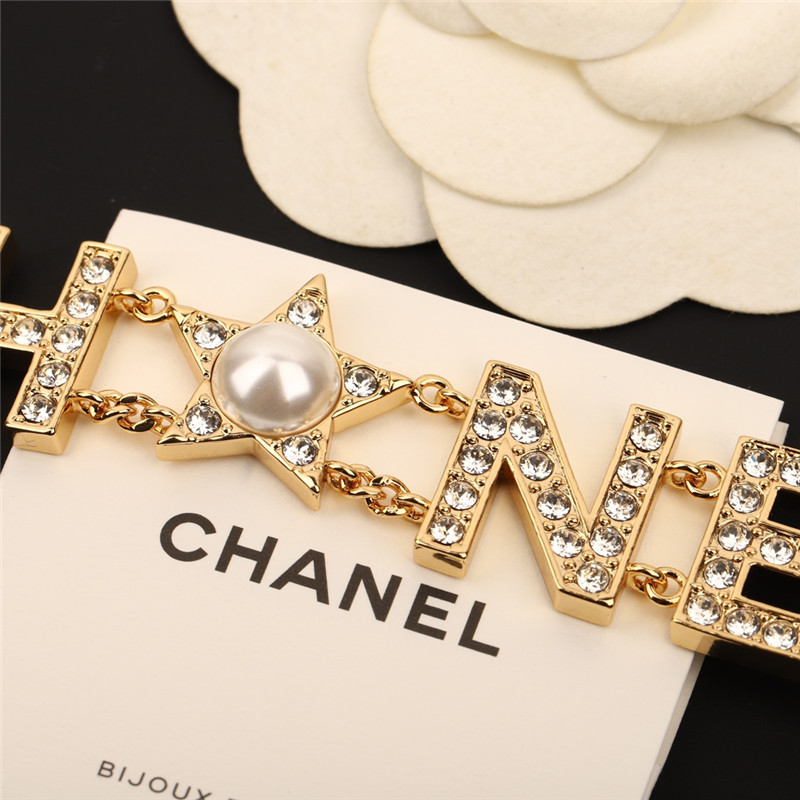 Ch**el lettered leather skates necklace