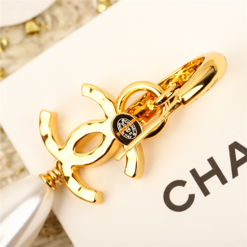 Ch**el double c drop pearl earrings