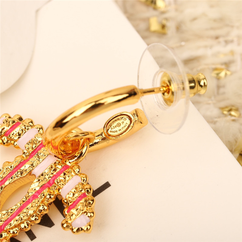 Chanel vertical stripe enamel double c earrings