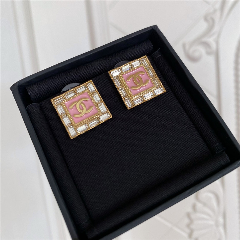 Ch**el pink square earrings