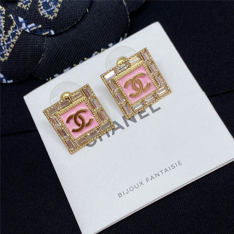 Ch**el pink square earrings