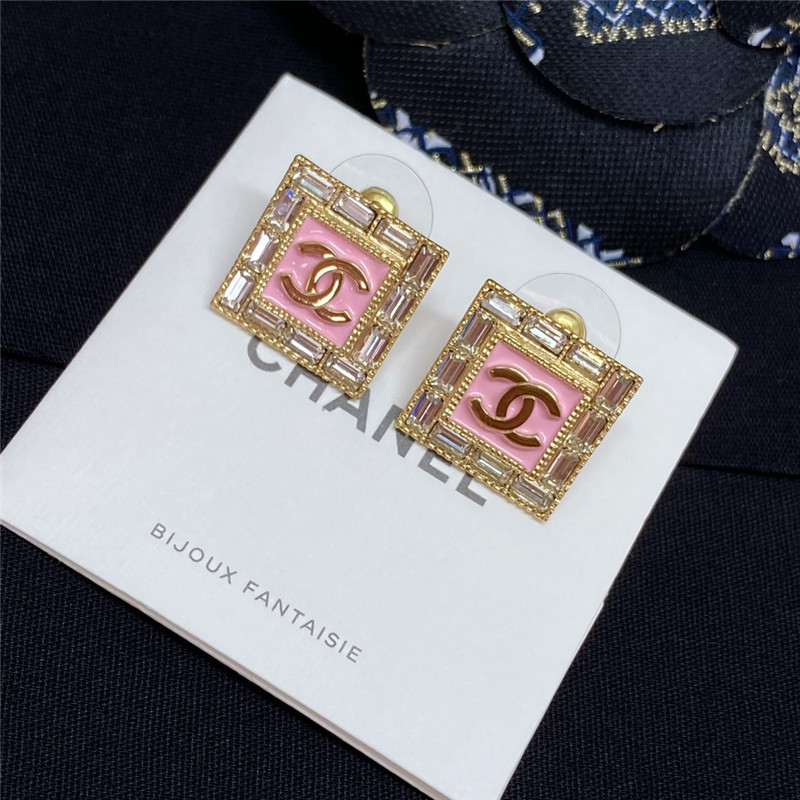 Ch**el pink square earrings