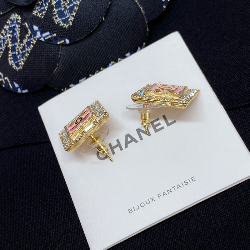 Ch**el pink square earrings