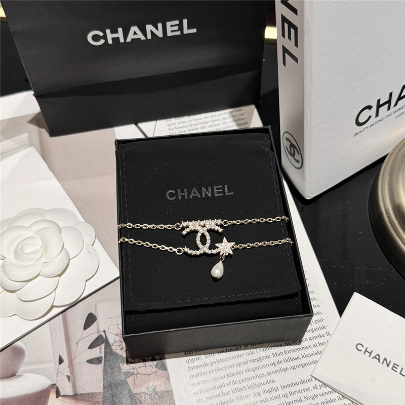 Chanel rhinestone drop pearl necklace