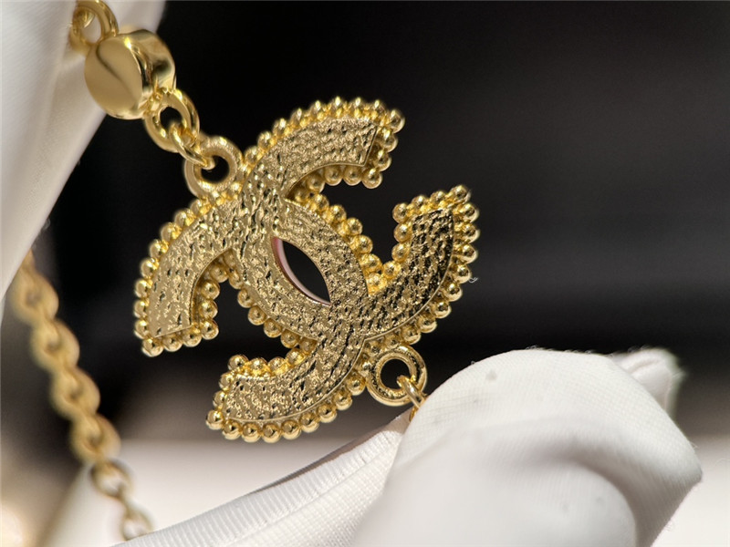 Ch**el pink glass pearl and rhinestone necklace