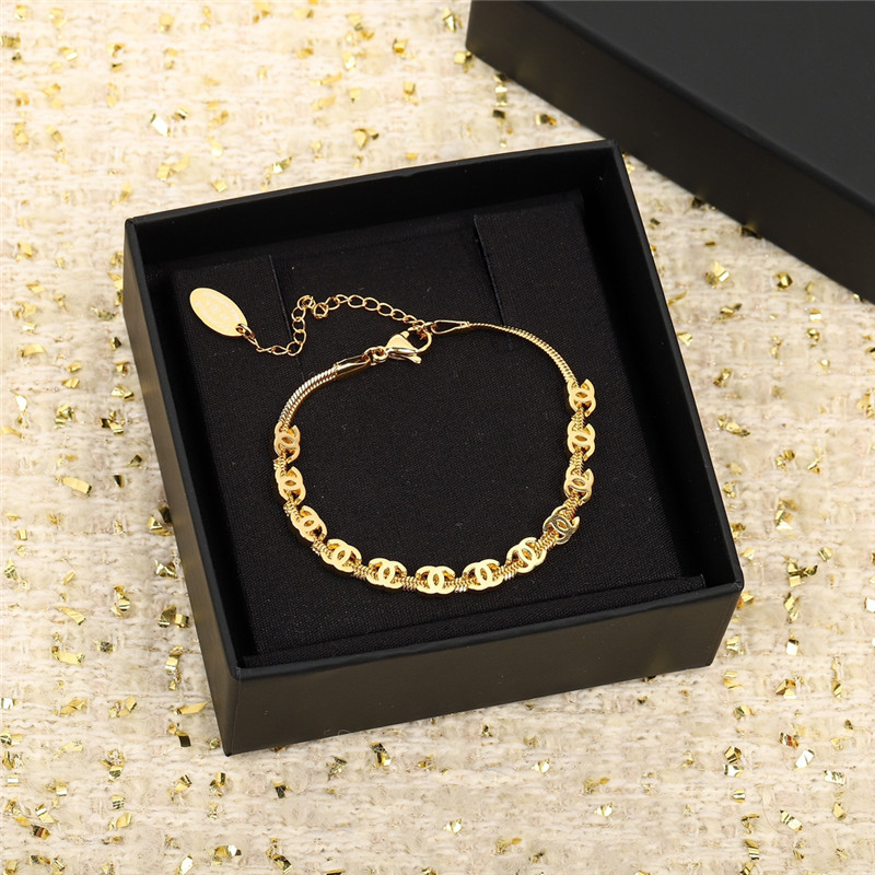 Ch**el gold c snake bone chain bracelet