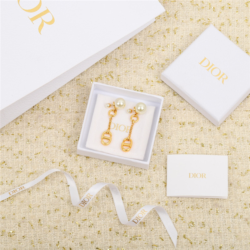 dior pearl drop CD earrings