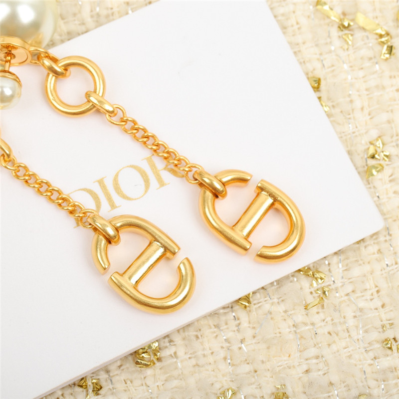 dior pearl drop CD earrings