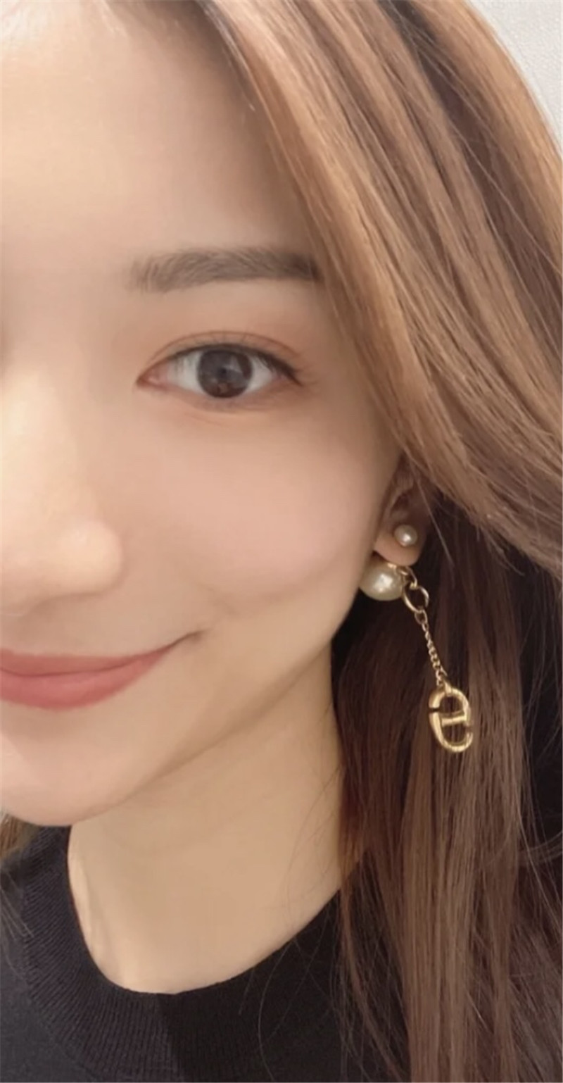 dior pearl drop CD earrings