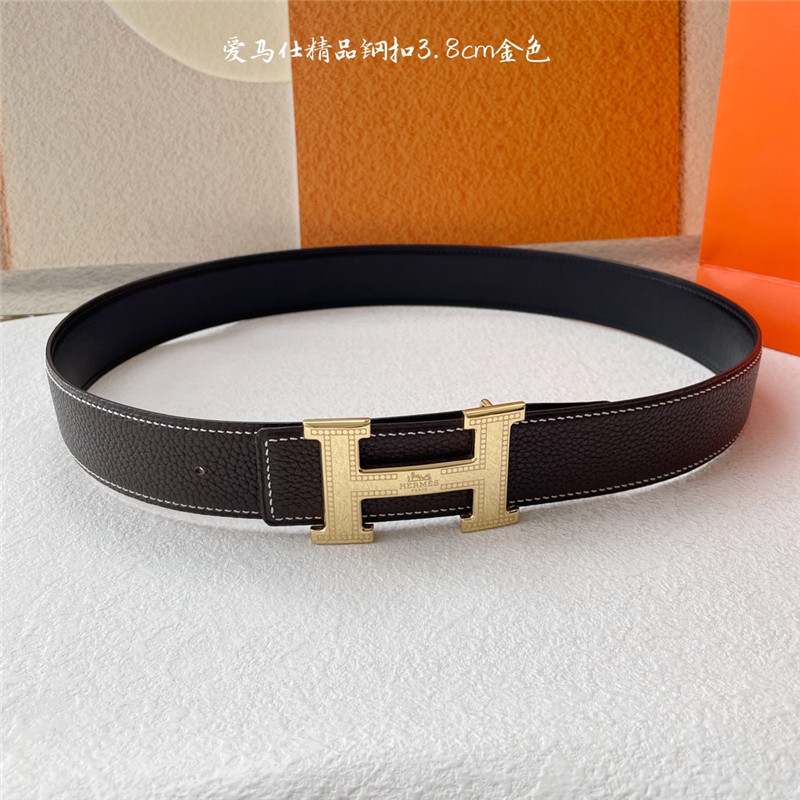Hermes pebbled cow leather with plain bottom belt