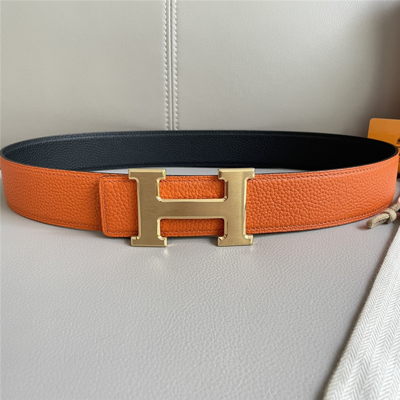 Hermes pebbled cow leather with plain bottom belt