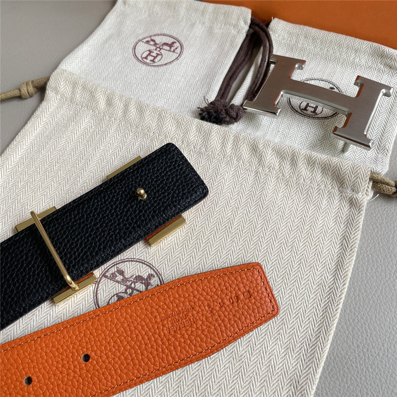 H**me5 pebbled cow leather with plain bottom belt