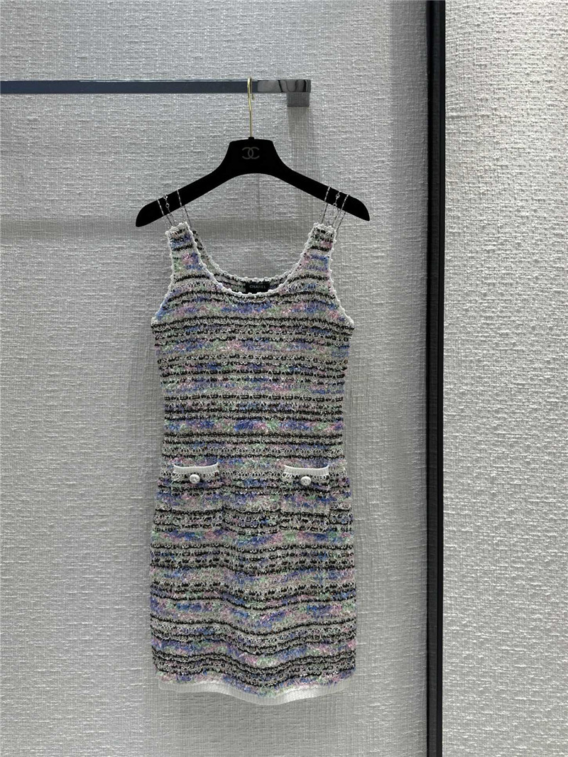 Chanel colorful striped knitted sundress replica designer clothes