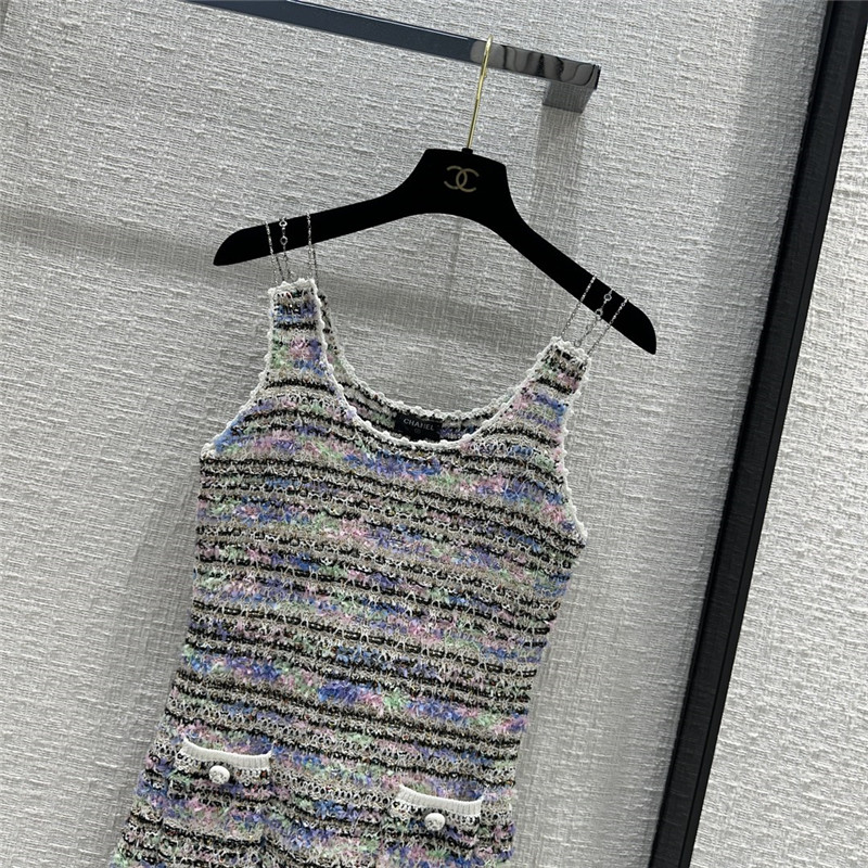 Ch**el colorful striped knitted sundress replica designer clothes