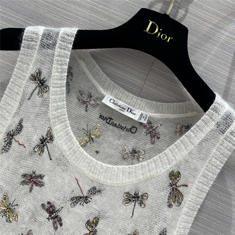 D10r mohair embroidered knitted vest small inner layer