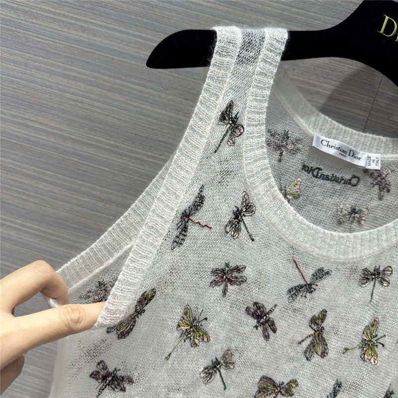 D10r mohair embroidered knitted vest small inner layer