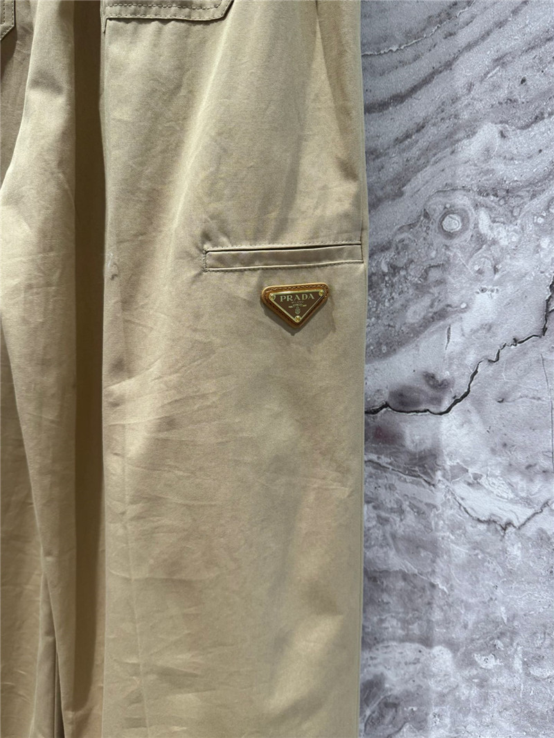 Pra*a custom dyed khaki elastic waist trousers replica clothing