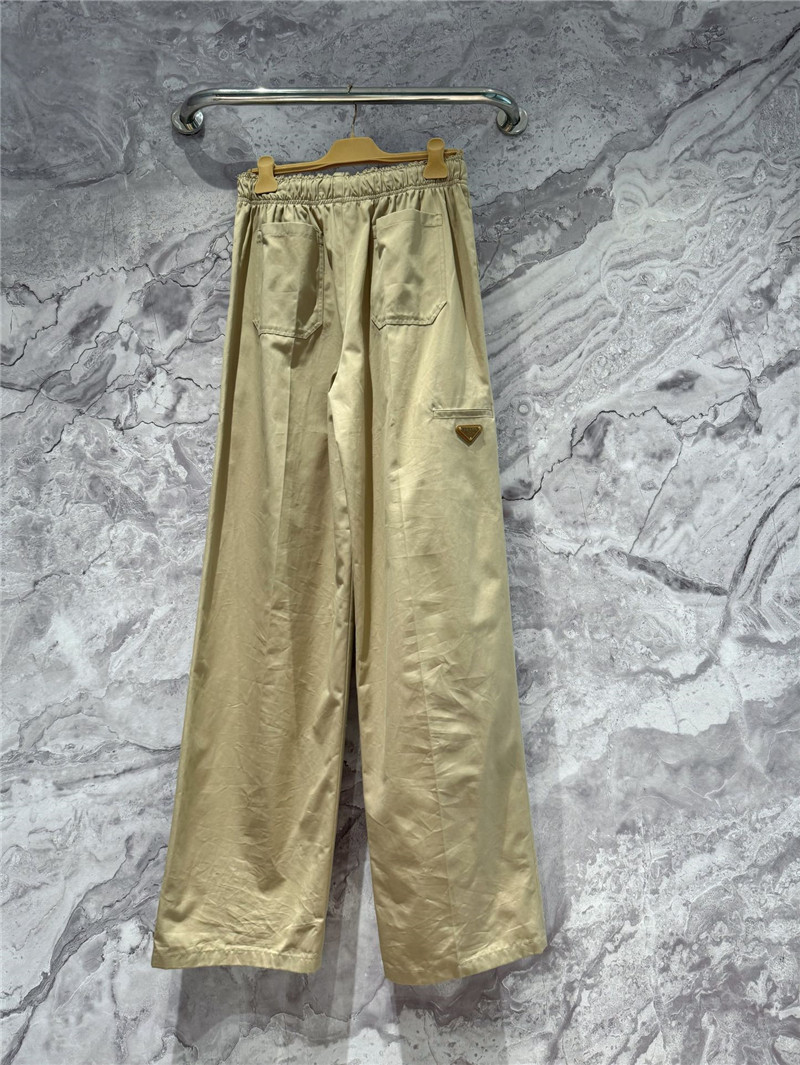 Pra*a custom dyed khaki elastic waist trousers replica clothing