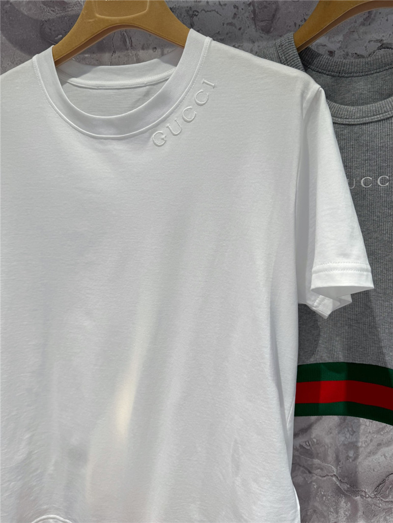 Gvc*1 white t-shirt with embroidered neckline replicas clothes