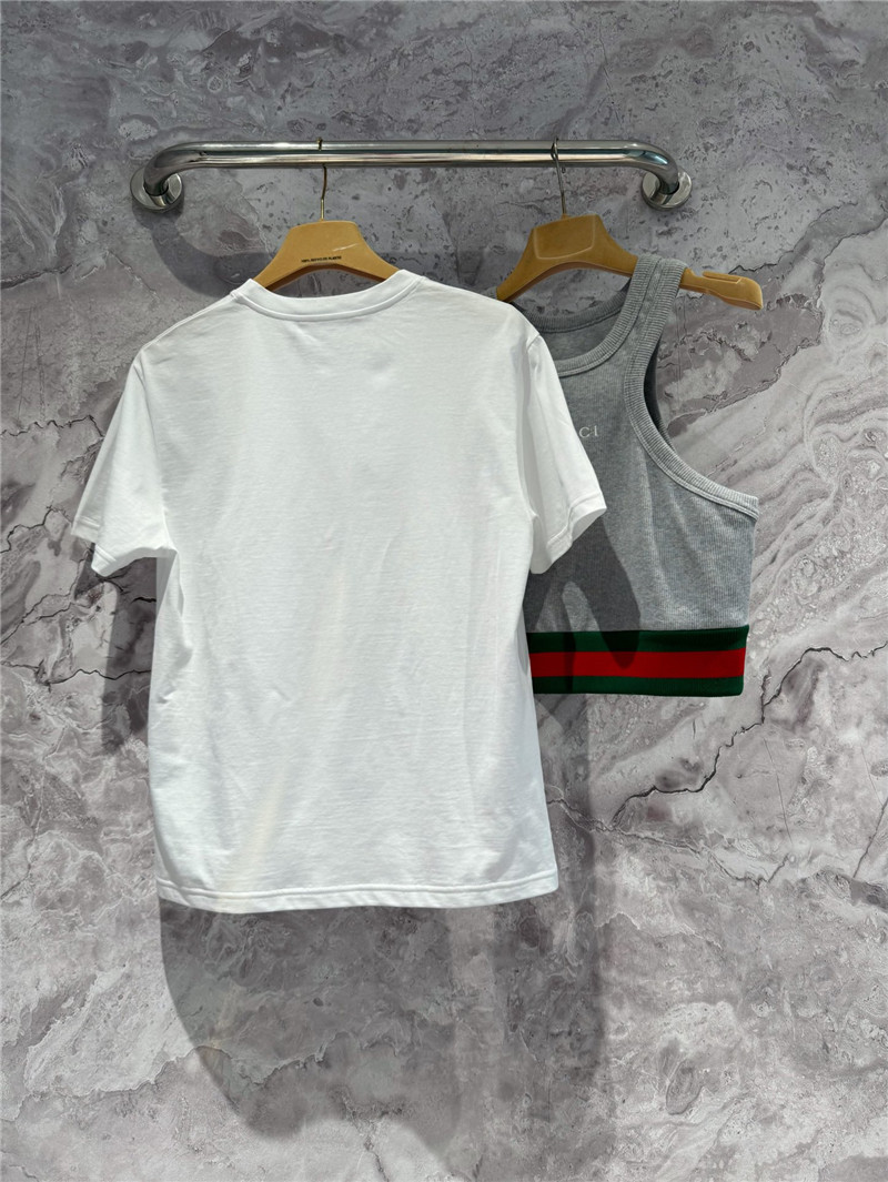 Gvc*1 white t-shirt with embroidered neckline replicas clothes