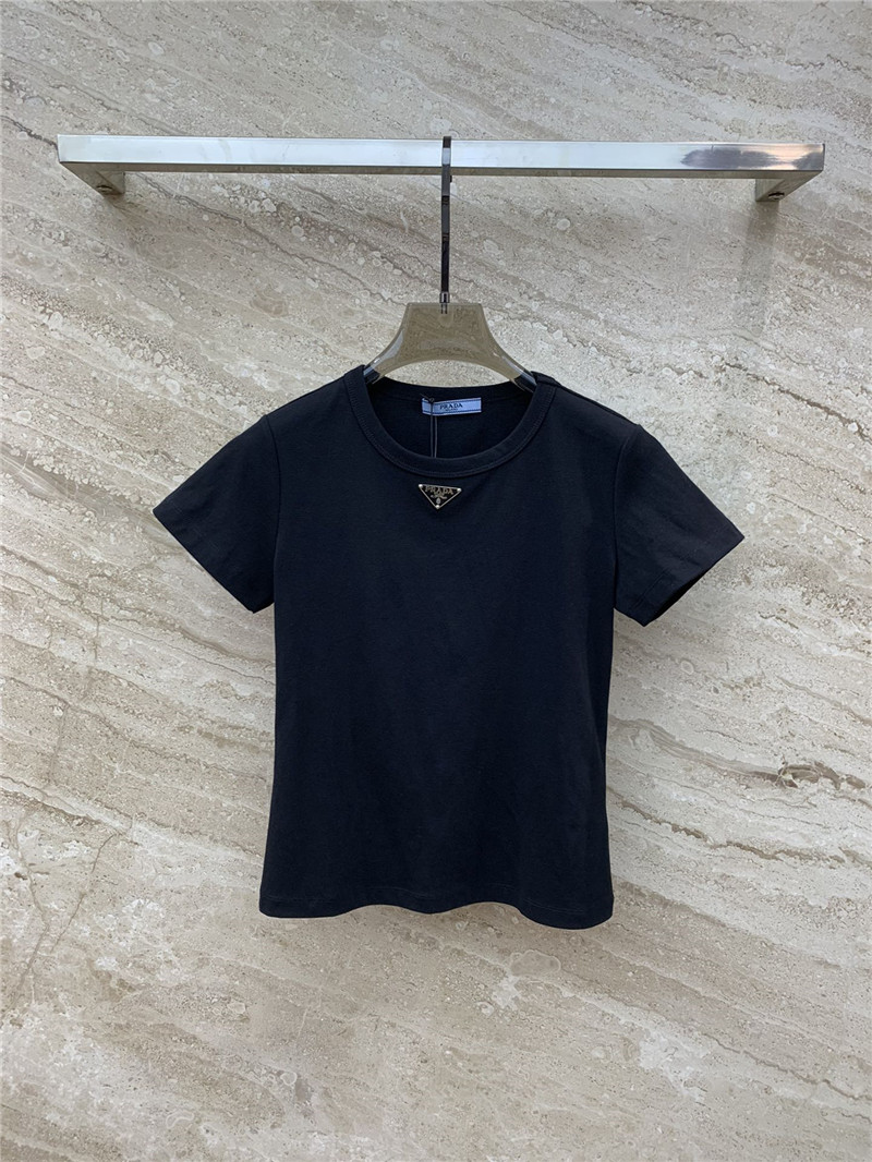prada triangle logo short sleeve t-shirt replica clothing sites