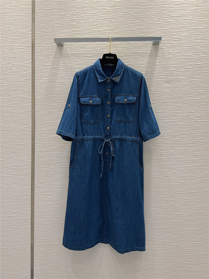 prada mid-century style denim shirt dress replica clothes