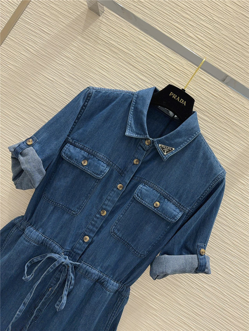 prada mid-century style denim shirt dress replica clothes