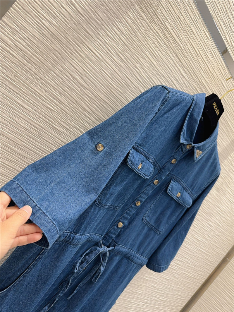 prada mid-century style denim shirt dress replica clothes
