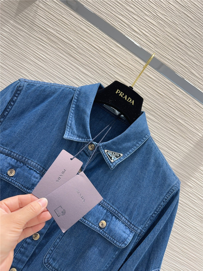 prada mid-century style denim shirt dress replica clothes