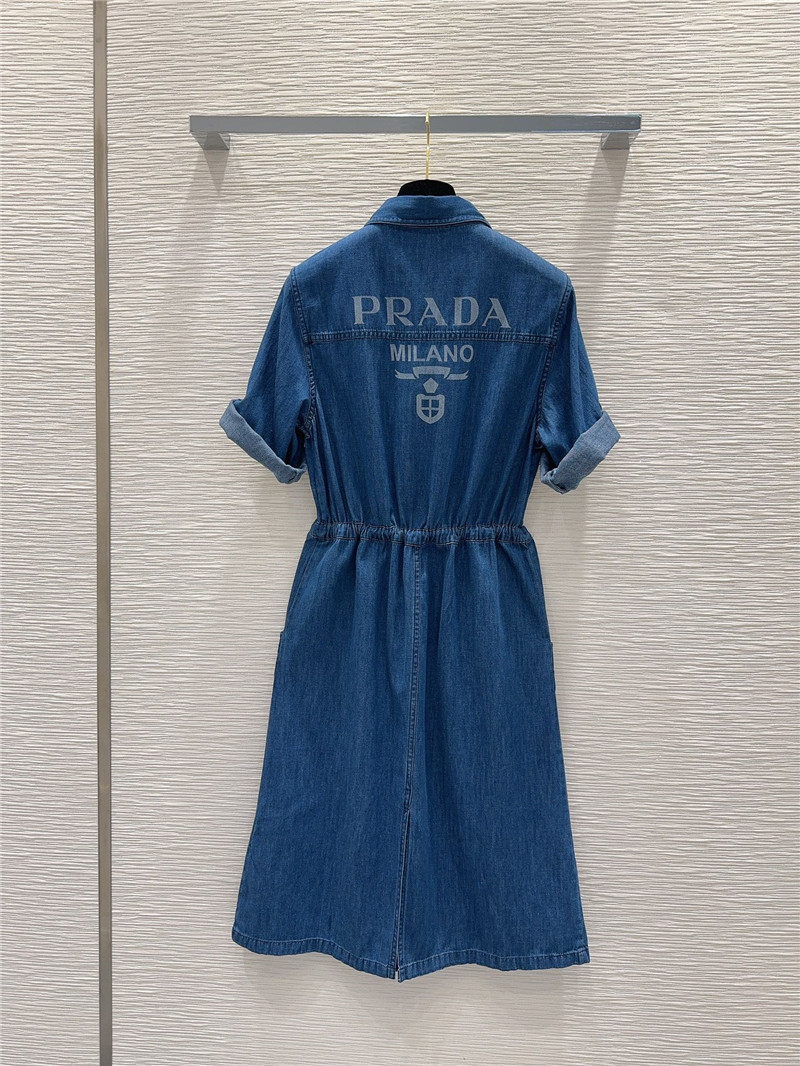 prada mid-century style denim shirt dress replica clothes