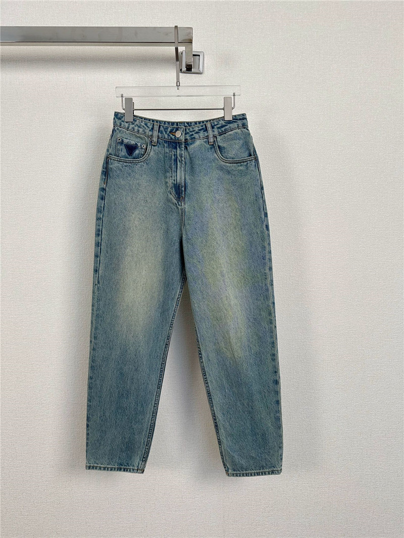 Pra*a triangle washed jeans replicas clothes