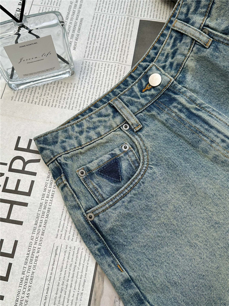 Pra*a triangle washed jeans replicas clothes