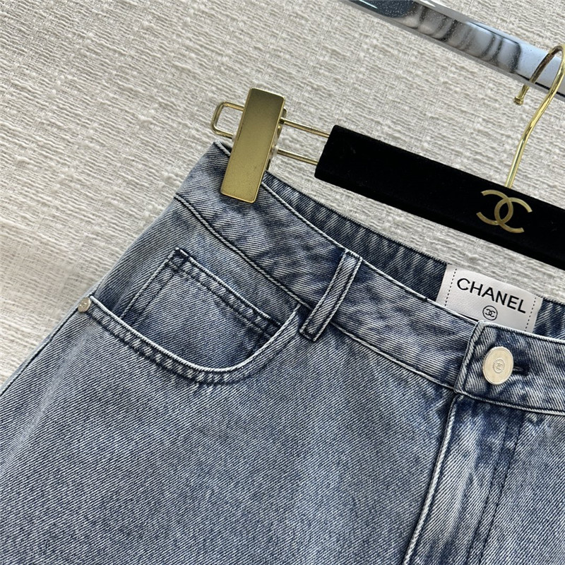 Ch**el hollow embroidered denim shorts replica clothes