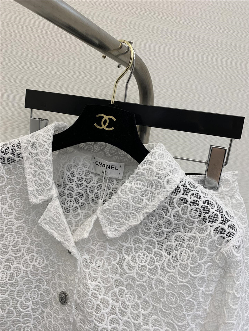 Chanel Hollow Camellia Cardigan in White