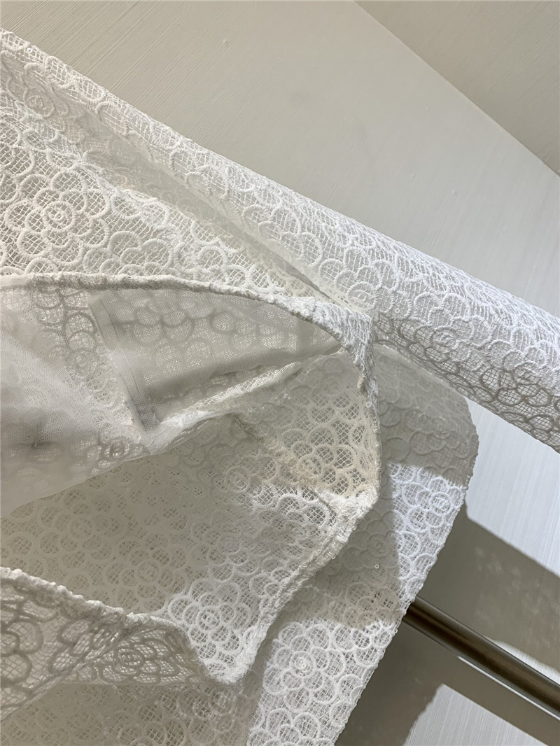 Chanel Hollow Camellia Cardigan in White