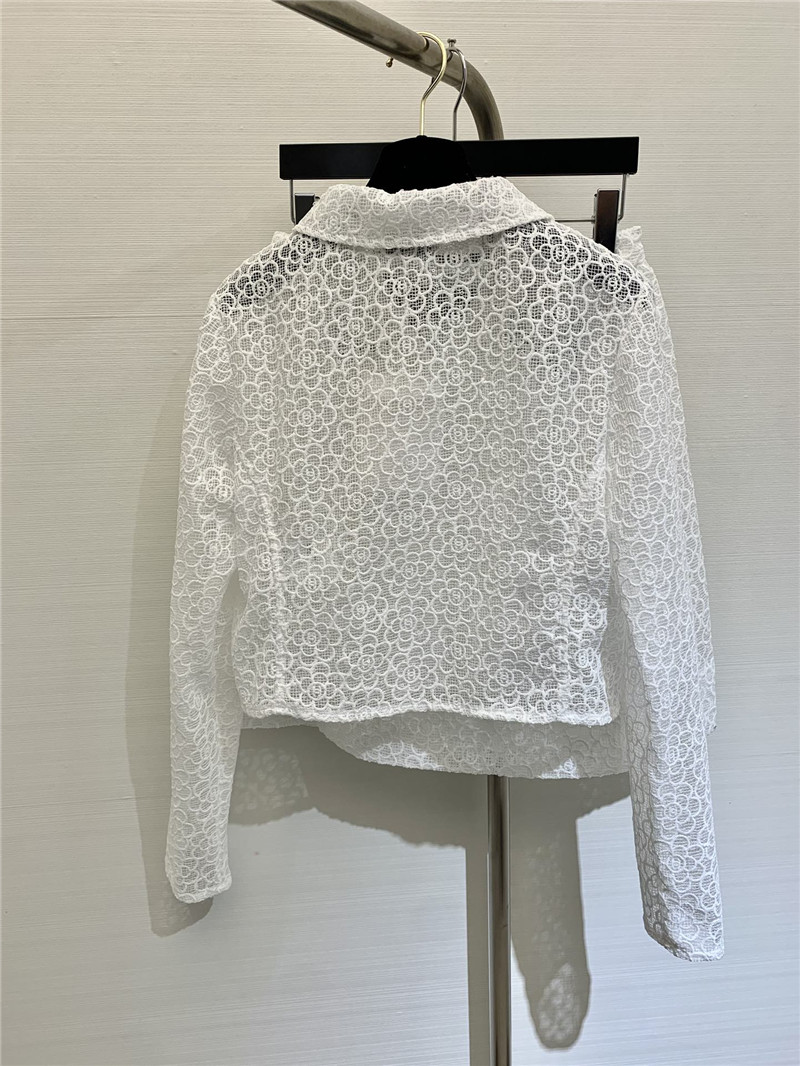 Chanel Hollow Camellia Cardigan in White