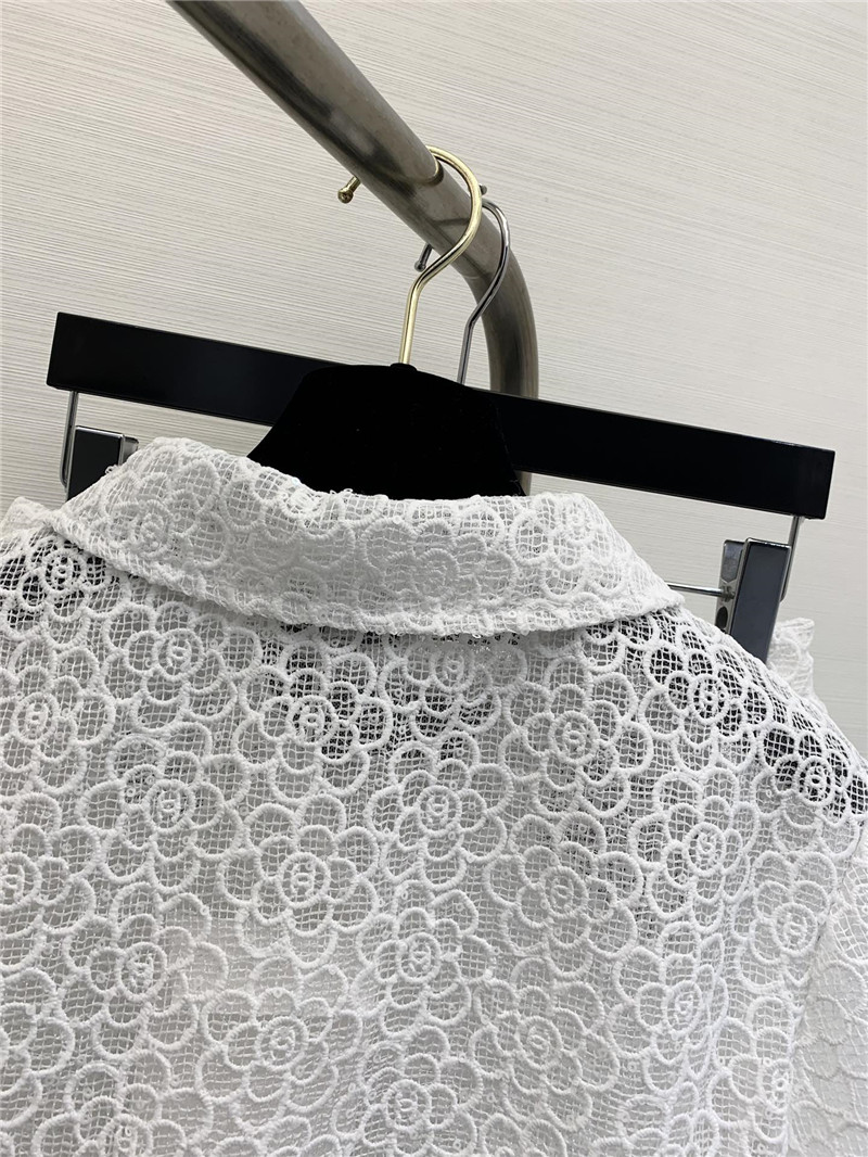 Chanel Hollow Camellia Cardigan in White