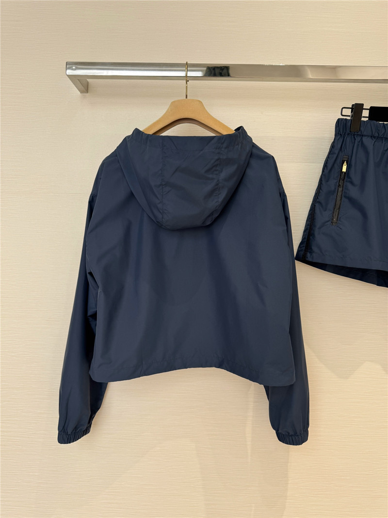 M1um1u nylon jacket + high waist shorts replica clothing