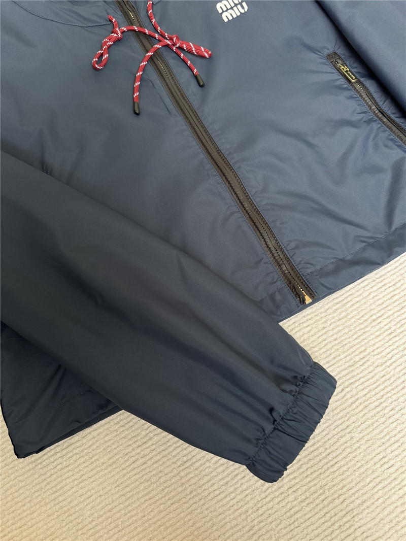 M1um1u nylon jacket + high waist shorts replica clothing