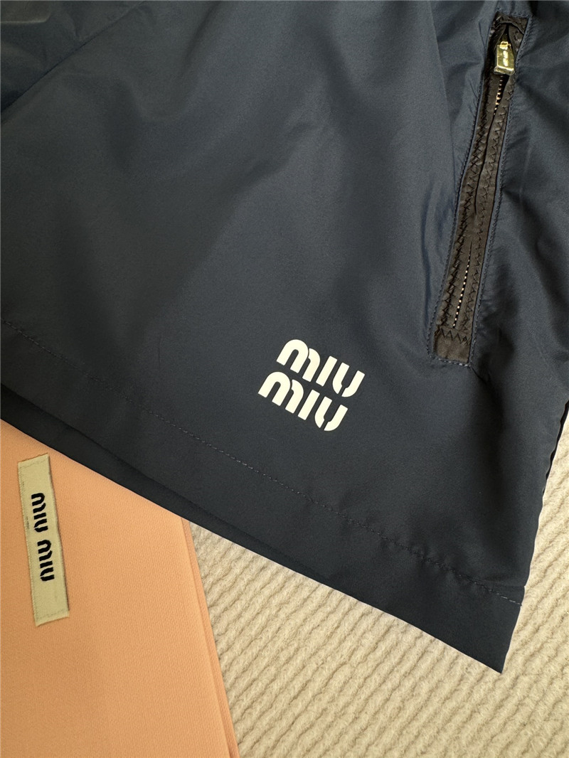 M1um1u nylon jacket + high waist shorts replica clothing