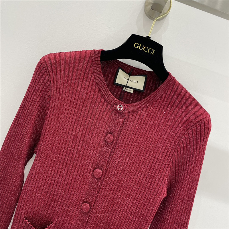 Gvc*1 round neck slim cardigan in red