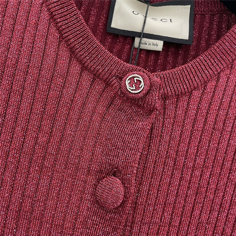 Gvc*1 round neck slim cardigan in red