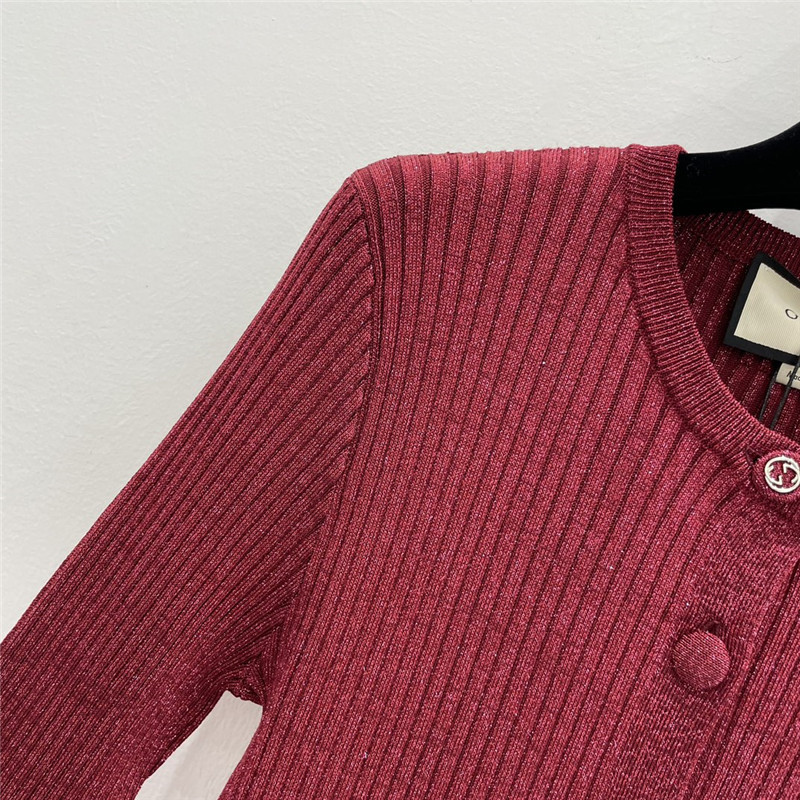 Gvc*1 round neck slim cardigan in red