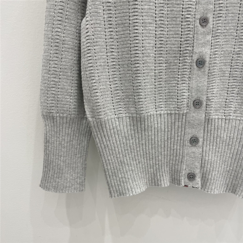 Thom Browne Short Knitted Cardigan in Grey