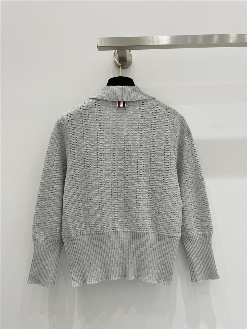 Thom Browne Short Knitted Cardigan in Grey