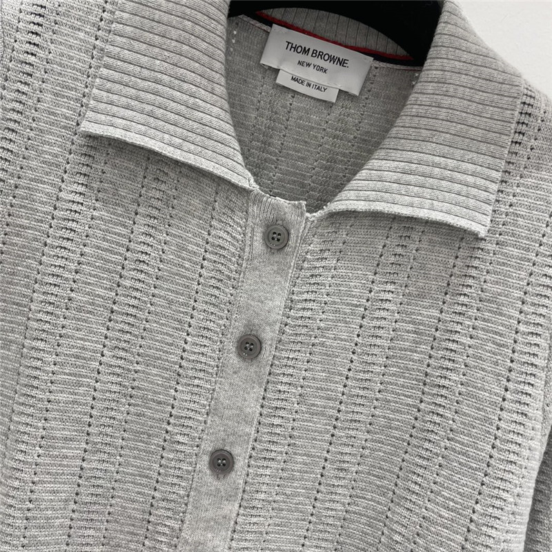 Thom Browne Short Knitted Cardigan in Grey