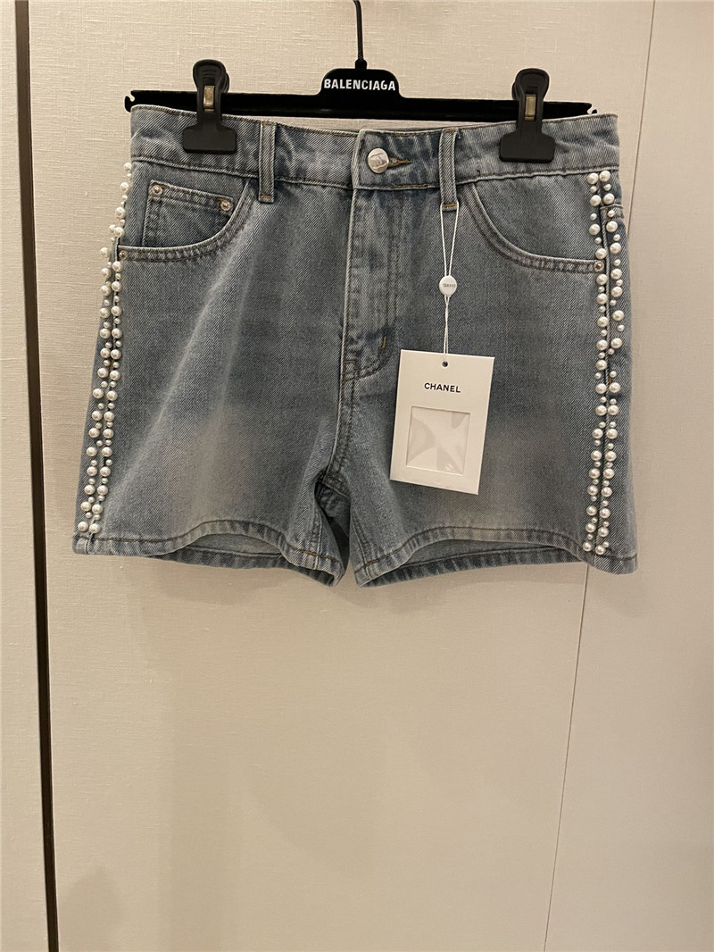 Ch**el beaded denim shorts replica d&g clothing